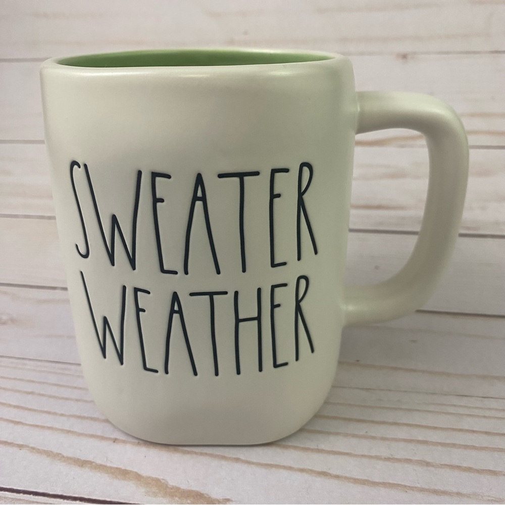 Rae Dunn Fall Mug SWEATER WEATHER Magenta Artisan Collection Coffee Tea Autumn